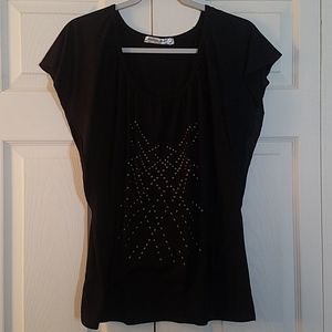 Black shirt with metal accents